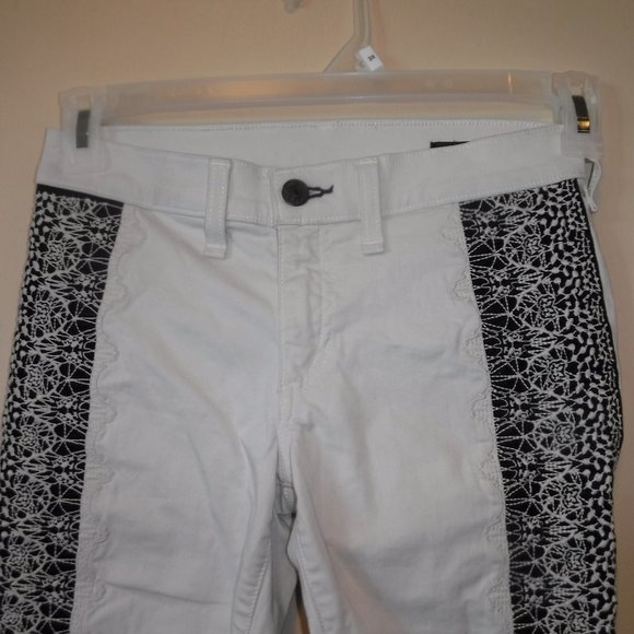 Rag & Bone Split Skinny Off White Black Lace Embroidered Jeans sz 25 W1534O026 - Picture 4 of 14